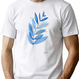 Blue Leaves T-Shirt for Men & Women, T-Shirts Graphic Tee - White