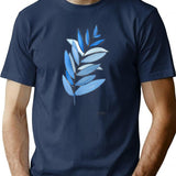 Blue Leaves T-Shirt for Men & Women, T-Shirts Graphic Tee - Navy
