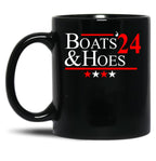 Boats And Hoes 2024 Black Coffee Mug, Gift Coffee Mug