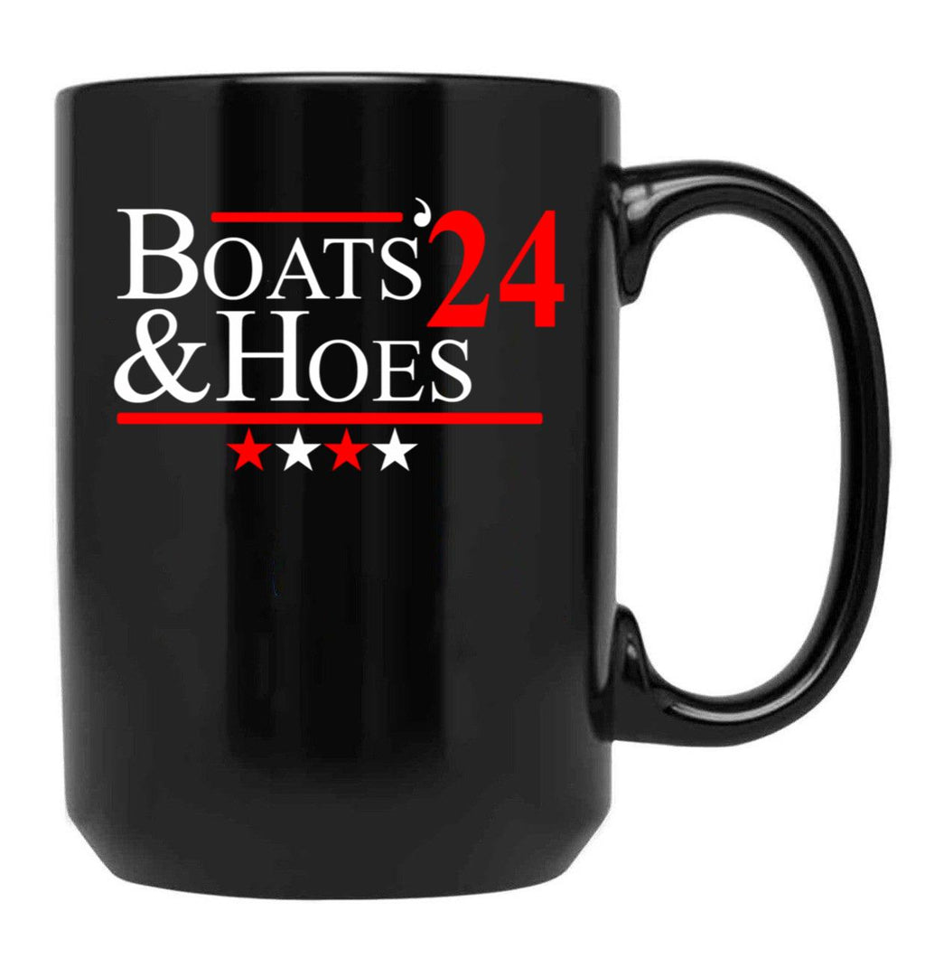 Boats And Hoes 2024 Black Coffee Mug, Gift Coffee Mug