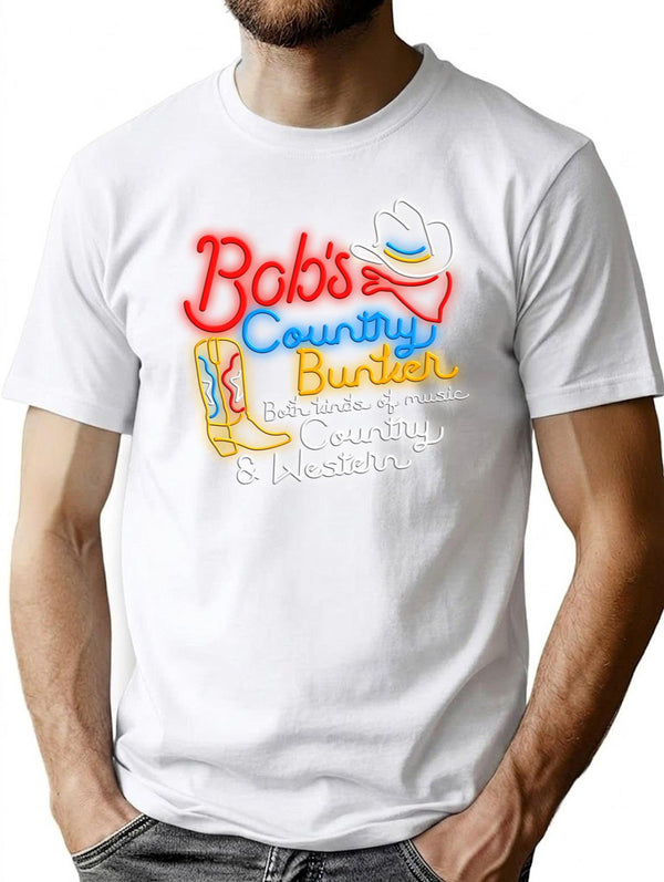 Bob'S Country Bunker T-Shirt for Men & Women, T-Shirts Graphic Tee - White