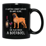 Boerboel And Wine Funny Dog Black Coffee Mug, Gift Coffee Mug - Black