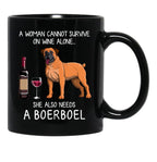Boerboel And Wine Funny Dog Black Coffee Mug, Gift Coffee Mug - Black