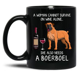 Boerboel And Wine Funny Dog Black Coffee Mug, Gift Coffee Mug - Black
