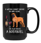 Boerboel And Wine Funny Dog Black Coffee Mug, Gift Coffee Mug