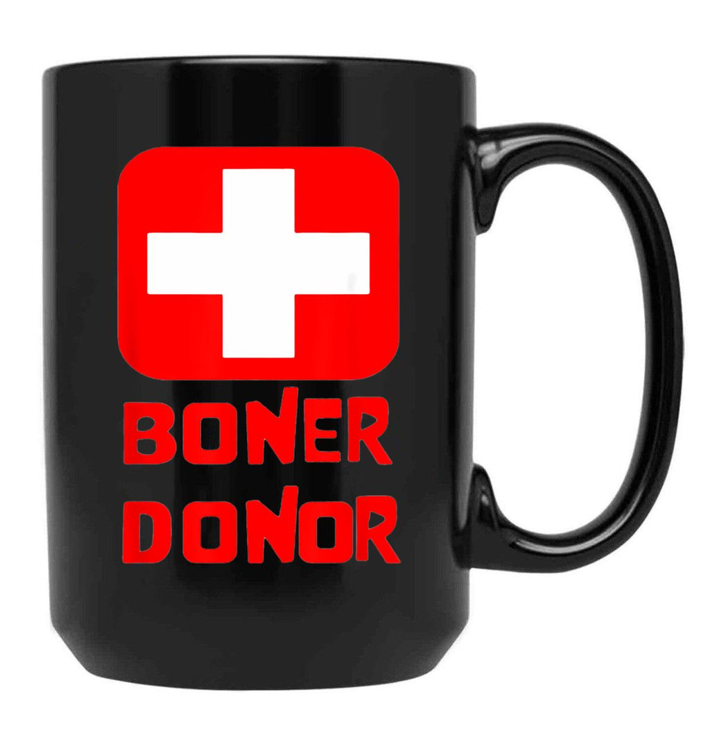 Boner Donor Doner Funny Halloween Inappropriate Mom Black Coffee Mug, Gift Coffee Mug