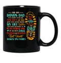 Bonus Dad Fathers Day From Stepdad For Daughter Son Black Coffee Mug - Black