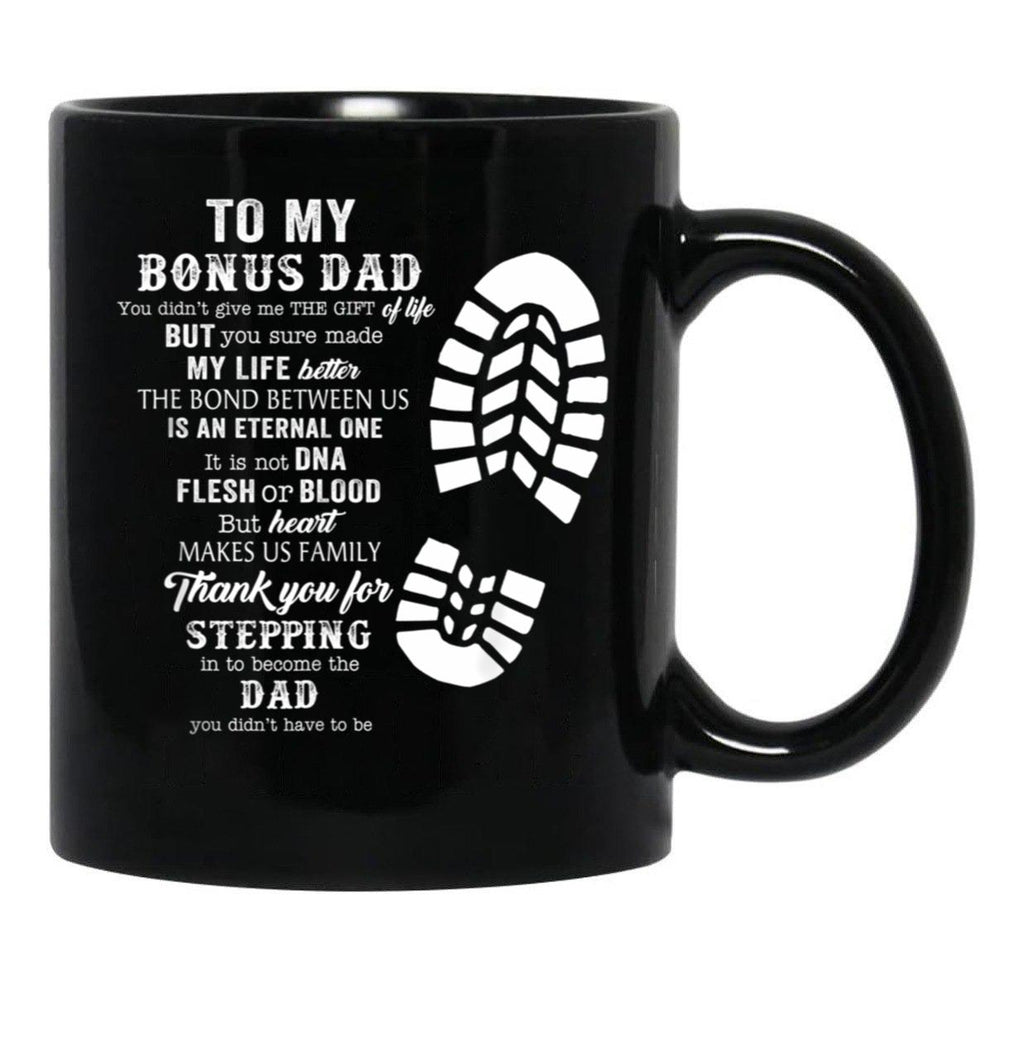 Bonus Dad Fathers Day Black Coffee Mug - Black