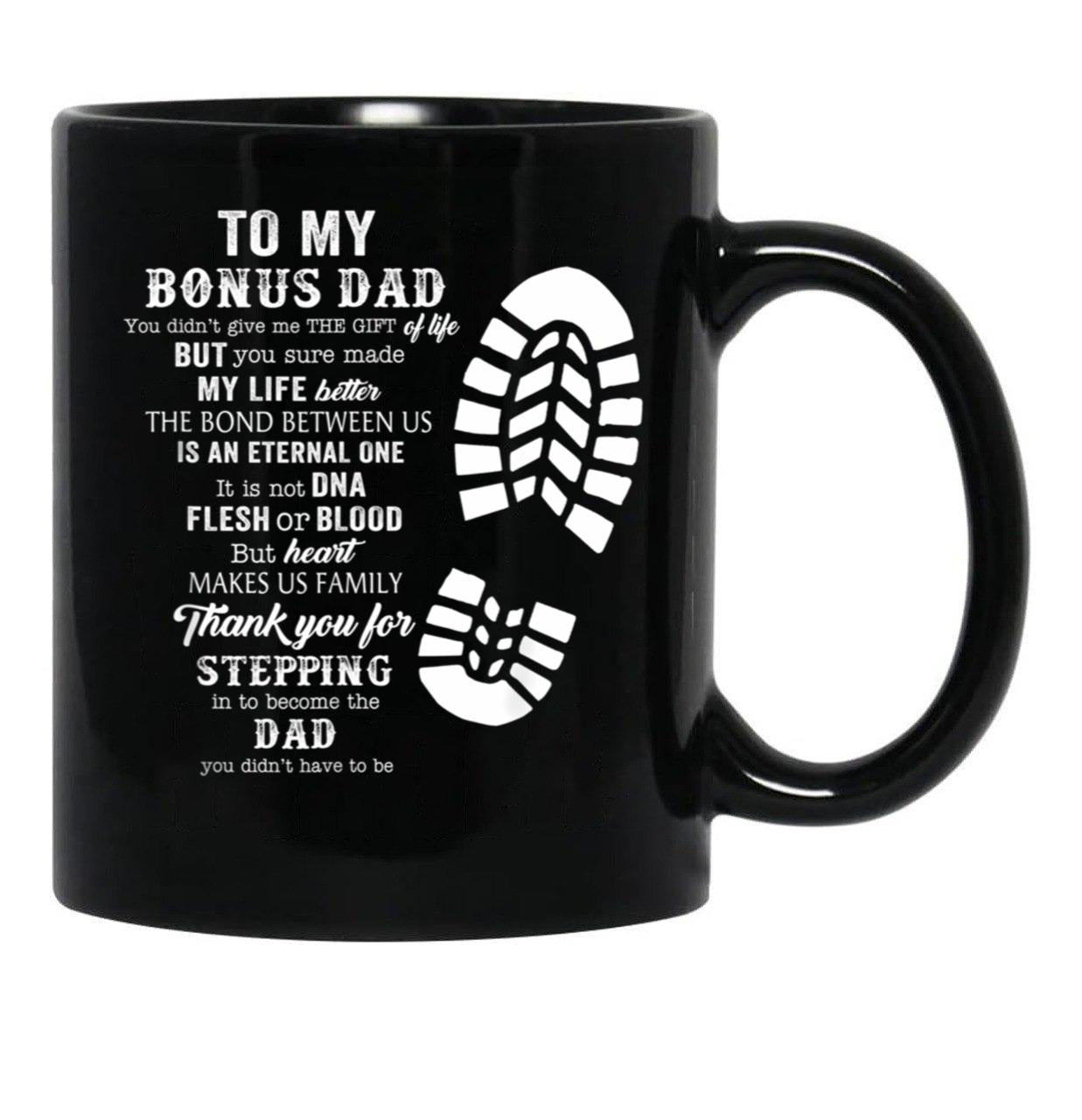 Bonus Dad Fathers Day Black Coffee Mug - Black