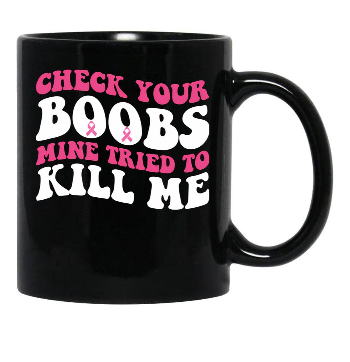Boobs Breast Cancer Black Coffee Mug, Gift Coffee Mug - Black