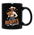 Boots On The Ground Juneteenth Cowgirl Where Them Fans At Black Coffee Mug - Black