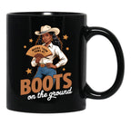 Boots On The Ground Juneteenth Cowgirl Where Them Fans At Black Coffee Mug - Black