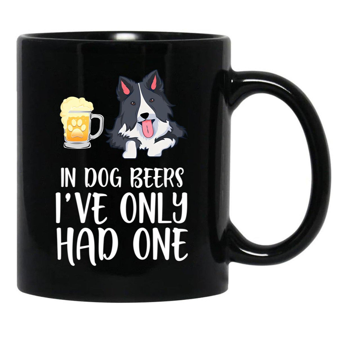 Border Collie And Beer Funny Dog Gift Black Coffee Mug, Gift Coffee Mug - Black