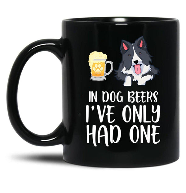 Border Collie And Beer Funny Dog Gift Black Coffee Mug, Gift Coffee Mug - Black