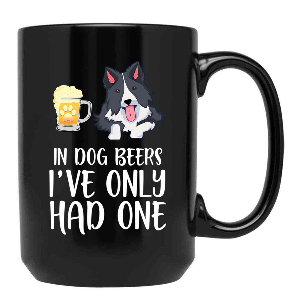 Border Collie And Beer Funny Dog Gift Black Coffee Mug, Gift Coffee Mug