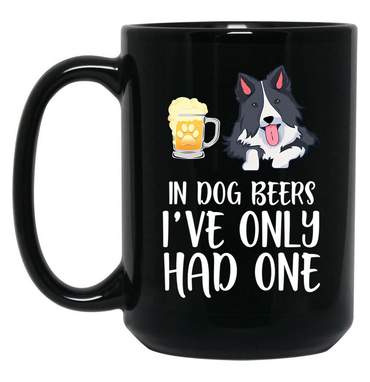 Border Collie And Beer Funny Dog Gift Black Coffee Mug, Gift Coffee Mug