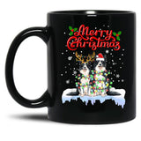 Border Collie Christmas Lights Funny Dog Matching Family Black Coffee Mug, Gift Coffee Mug - Black