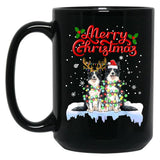 Border Collie Christmas Lights Funny Dog Matching Family Black Coffee Mug, Gift Coffee Mug