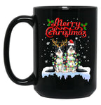 Border Collie Christmas Lights Funny Dog Matching Family Black Coffee Mug, Gift Coffee Mug