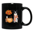 Border Collie Dog And Autumn Black Coffee Mug, Gift Coffee Mug - Black
