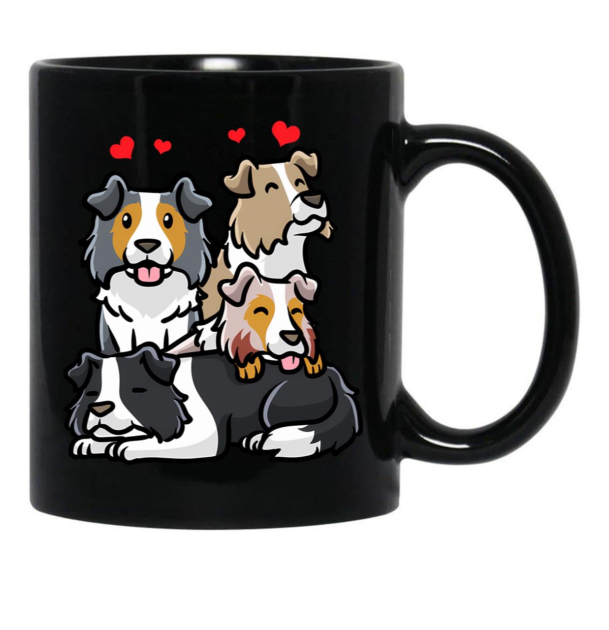 Border Collie Dog Black Coffee Mug, Gift Coffee Mug - Black