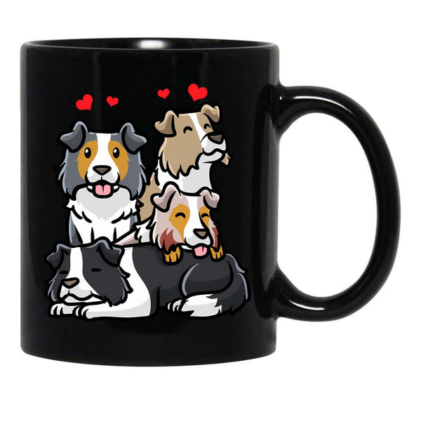 Border Collie Dog Black Coffee Mug, Gift Coffee Mug - Black