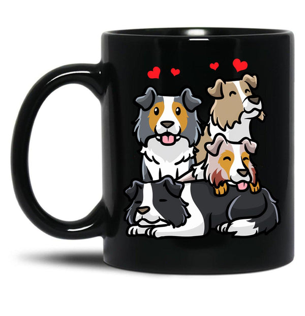 Border Collie Dog Black Coffee Mug, Gift Coffee Mug - Black