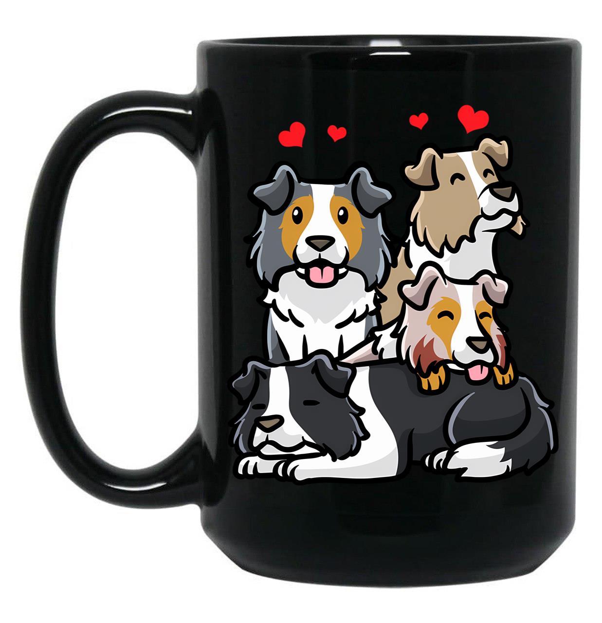 Border Collie Dog Black Coffee Mug, Gift Coffee Mug