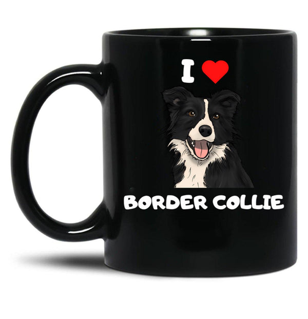 Border Collie Fan Product Black Coffee Mug, Gift Coffee Mug - Black
