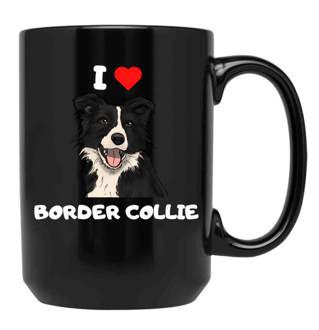 Border Collie Fan Product Black Coffee Mug, Gift Coffee Mug