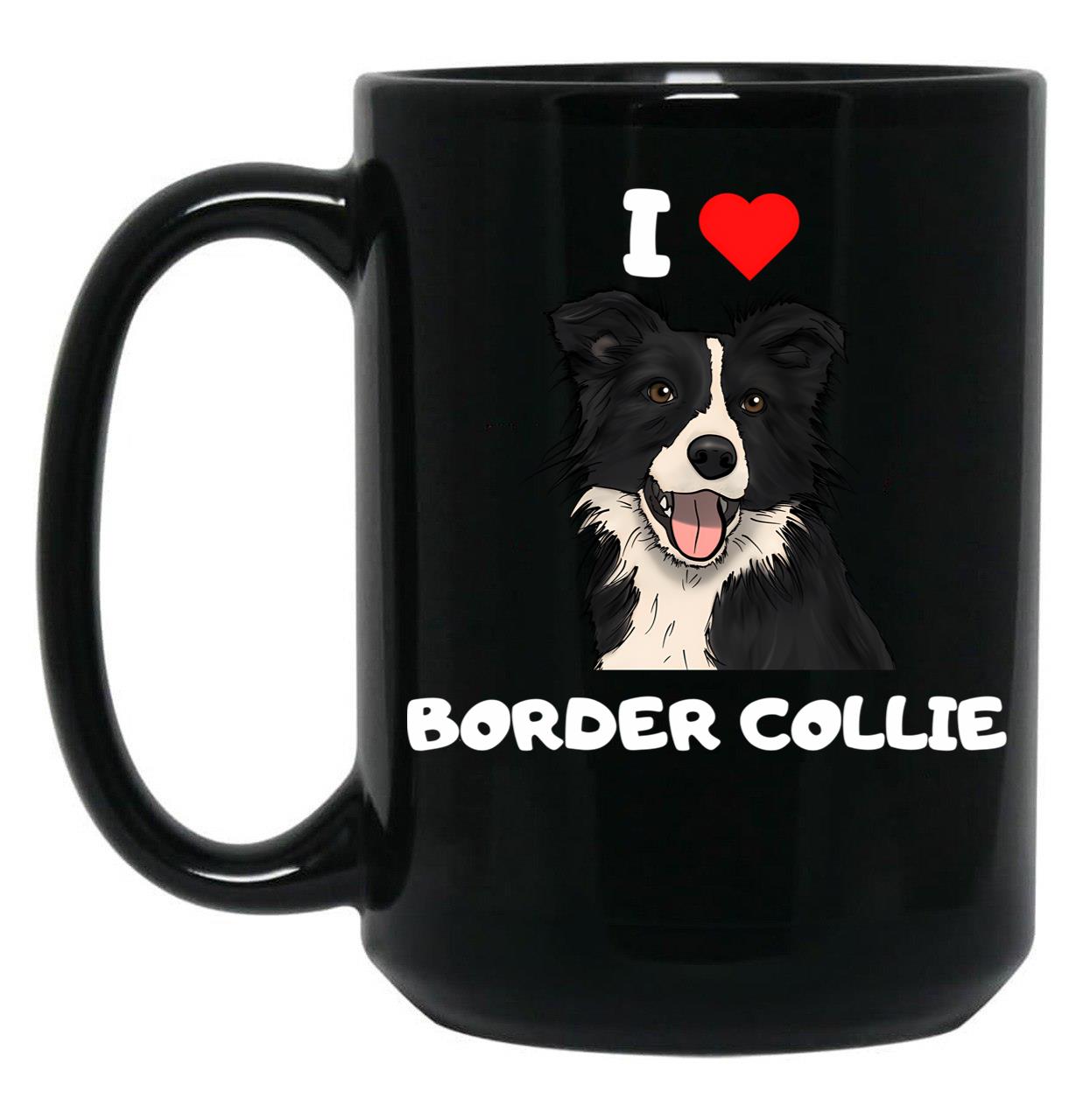 Border Collie Fan Product Black Coffee Mug, Gift Coffee Mug