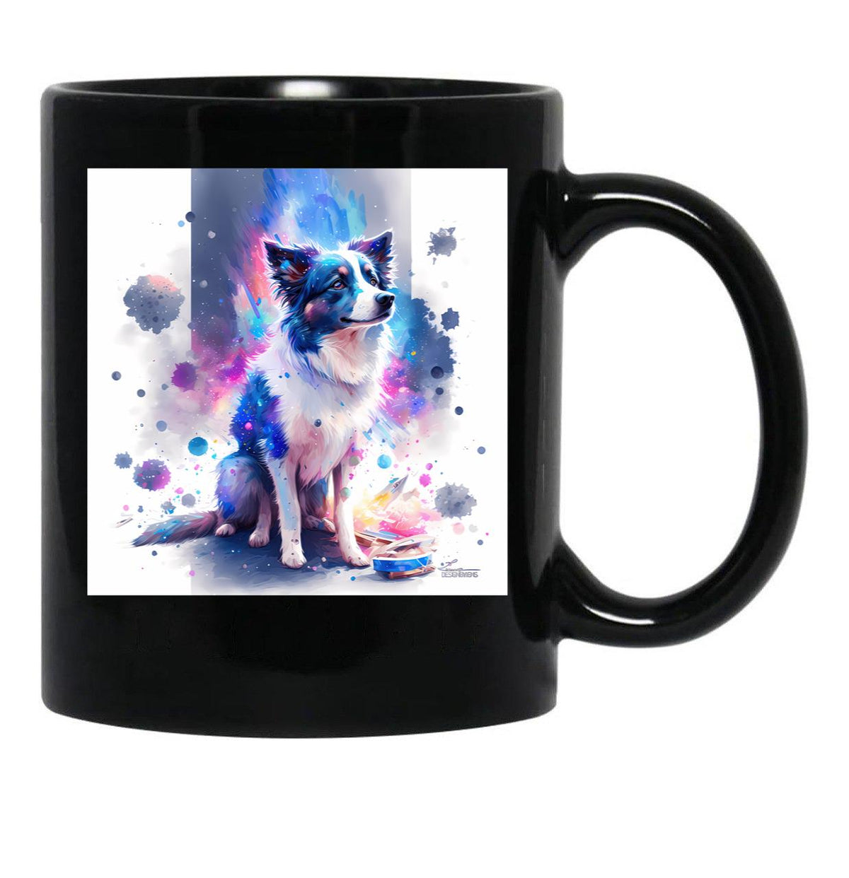 Border Collie Space Black Coffee Mug, Gift Coffee Mug - Black