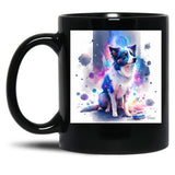 Border Collie Space Black Coffee Mug, Gift Coffee Mug - Black