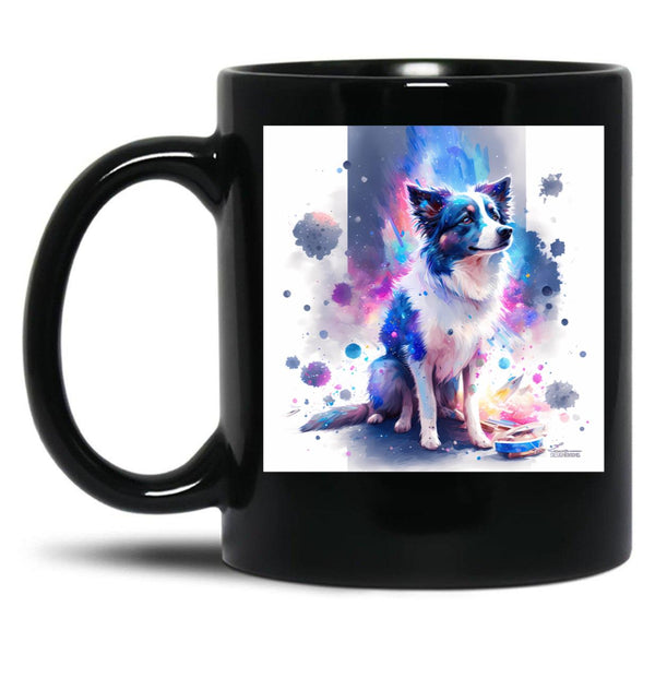 Border Collie Space Black Coffee Mug, Gift Coffee Mug - Black