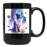 Border Collie Space Black Coffee Mug, Gift Coffee Mug