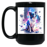 Border Collie Space Black Coffee Mug, Gift Coffee Mug