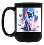 Border Collie Space Black Coffee Mug, Gift Coffee Mug