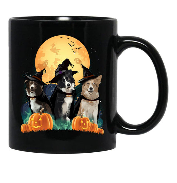 Border Collies Halloween Black Coffee Mug, Gift Coffee Mug - Black