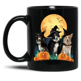 Border Collies Halloween Black Coffee Mug, Gift Coffee Mug - Black