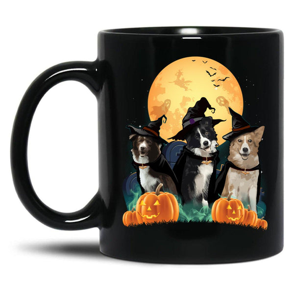 Border Collies Halloween Black Coffee Mug, Gift Coffee Mug - Black