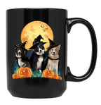 Border Collies Halloween Black Coffee Mug, Gift Coffee Mug