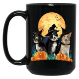 Border Collies Halloween Black Coffee Mug, Gift Coffee Mug