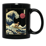 Border Terrier Kanagawa Japanese Surfing Wave Black Coffee Mug, Gift Coffee Mug - Black