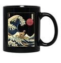 Border Terrier Kanagawa Japanese Surfing Wave Black Coffee Mug, Gift Coffee Mug - Black