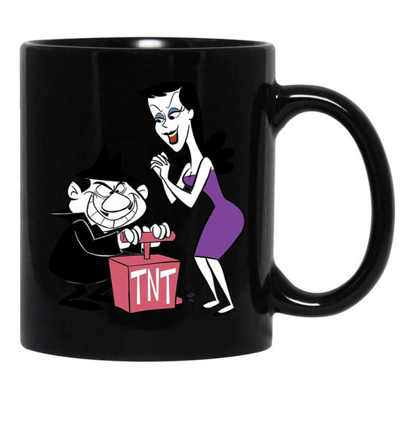 Boris and Natasha (from Rocky and Bullwinkle) Black Coffee Mug, Gift Coffee Mug - Black
