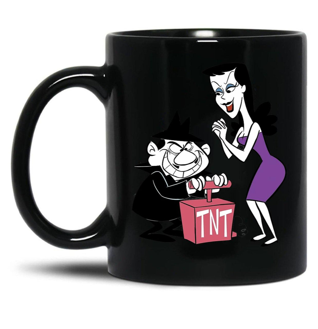 Boris and Natasha (from Rocky and Bullwinkle) Black Coffee Mug, Gift Coffee Mug