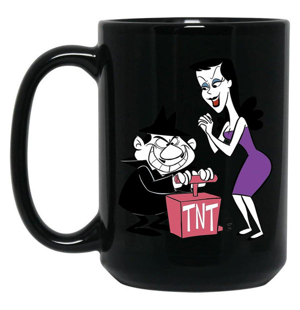 Boris and Natasha (from Rocky and Bullwinkle) Black Coffee Mug, Gift Coffee Mug - Black