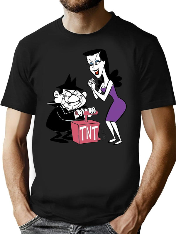 Boris and Natasha (from Rocky and Bullwinkle) Premium Heavyweight Cotton T-Shirt - Black