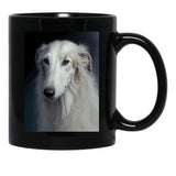 Borzoi - Oil Paint Black Coffee Mug, Gift Coffee Mug - Black