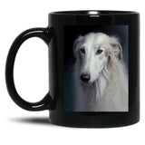 Borzoi - Oil Paint Black Coffee Mug, Gift Coffee Mug - Black